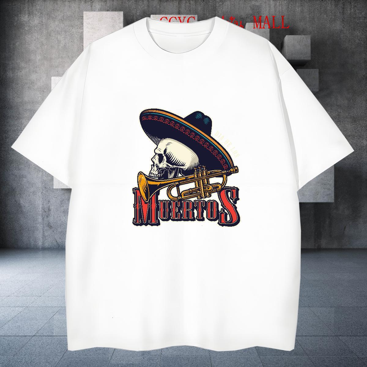 Loose Fit T-Shirts for Men 100% Cotton 230g skull Casual Cartoon Printing L-4XL Breathable Short Sleeve Couples T Shirts Fashion New Tops Tees