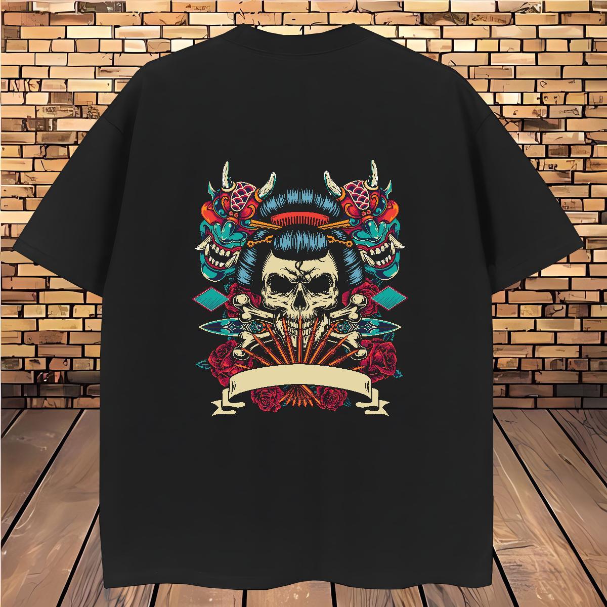 High Quality Man T Shirts 100% Cotton 230g skull Sports Casual Custom Anime Round Neck Short Sleeve Mens Tshirts DIY Customized Tee Shirt