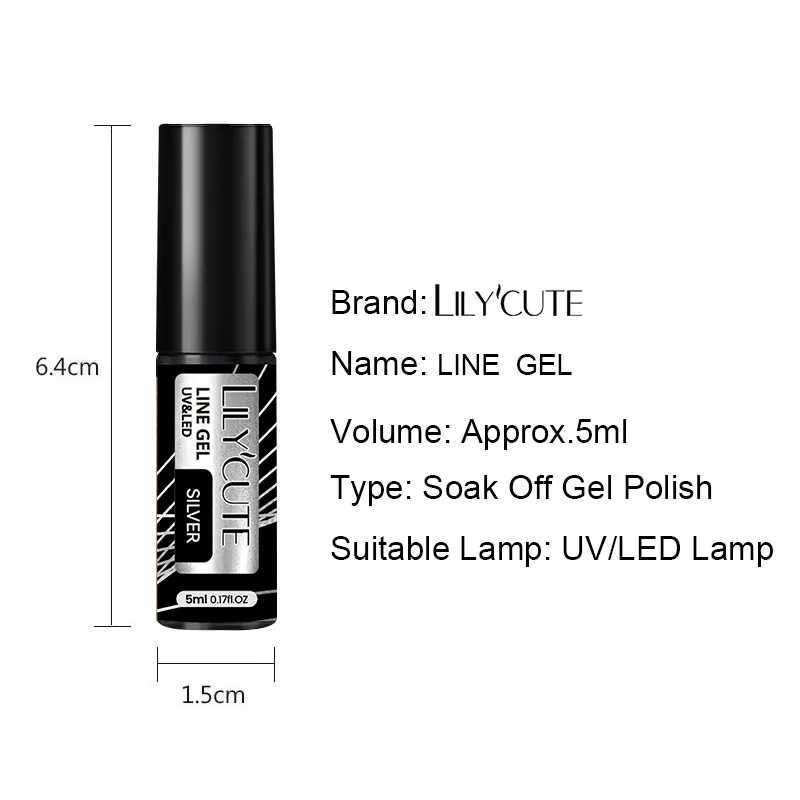 LILYCUTE 5ml super bright silver metallic paint lined with gel nail polish wire drawing strip graffiti mirror brushed UV gel varnish W240829