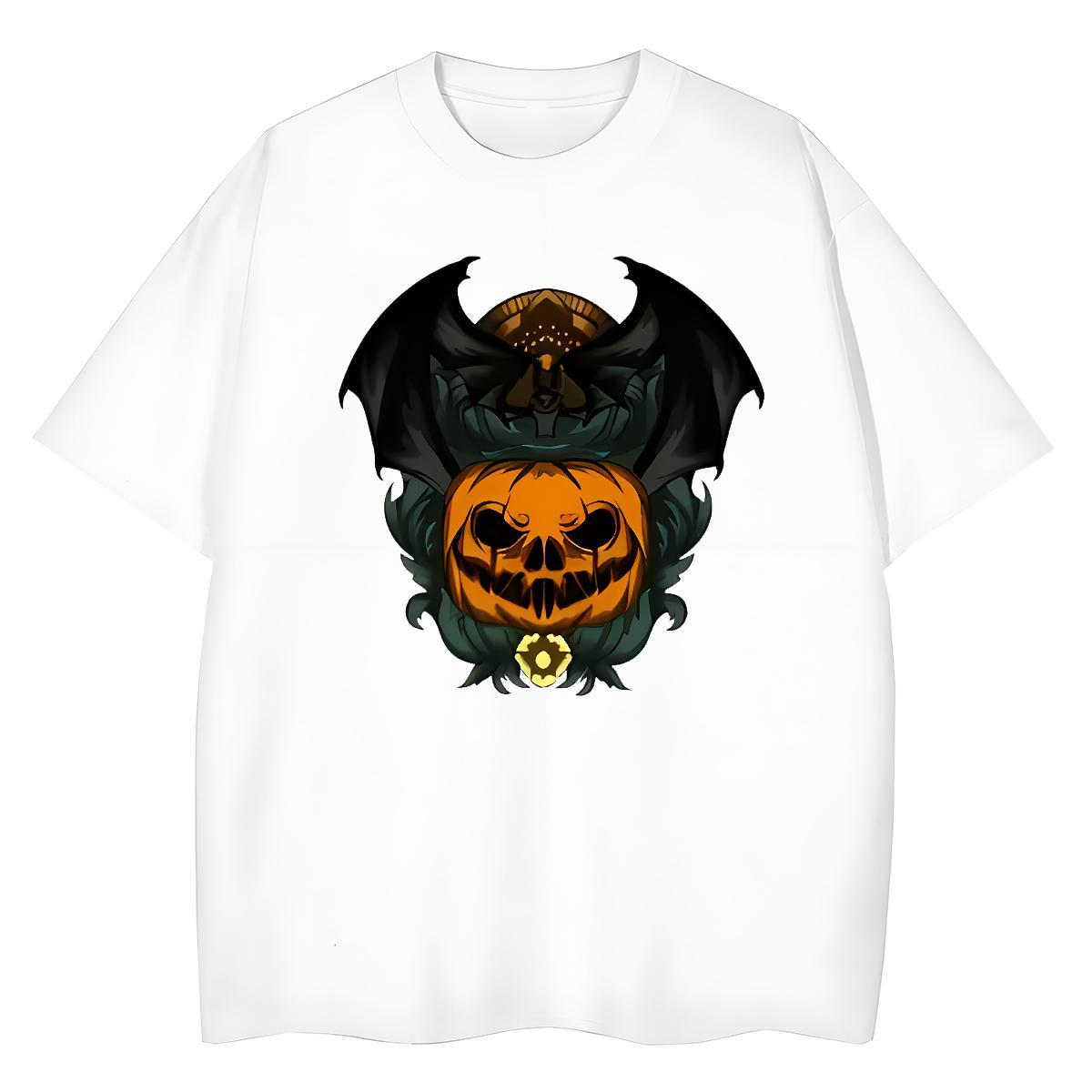 DIY Customized Couples T Shirts pumpkin Street 230g 100% Cotton Tops Shirt Crew Neck Loose Fit T-Shirts for Men Anime Print