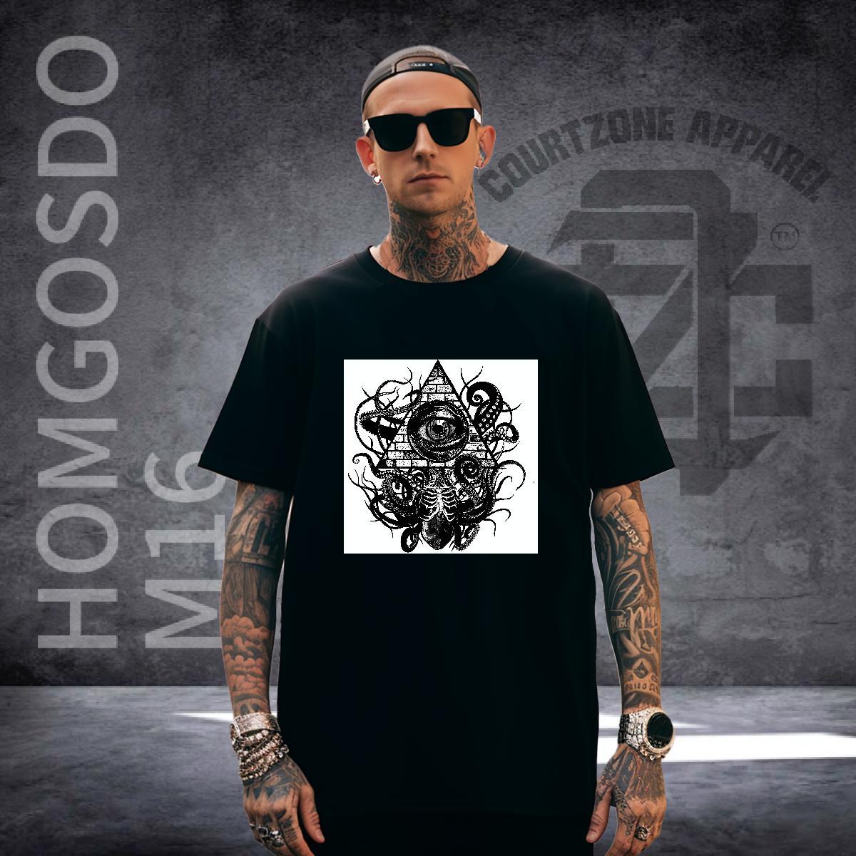 Soft T shirt 230g 100% Cotton eye of the devil Street Wear Custom Printed Breathable Soft Mens Tshirts 2024 Tees Shirts
