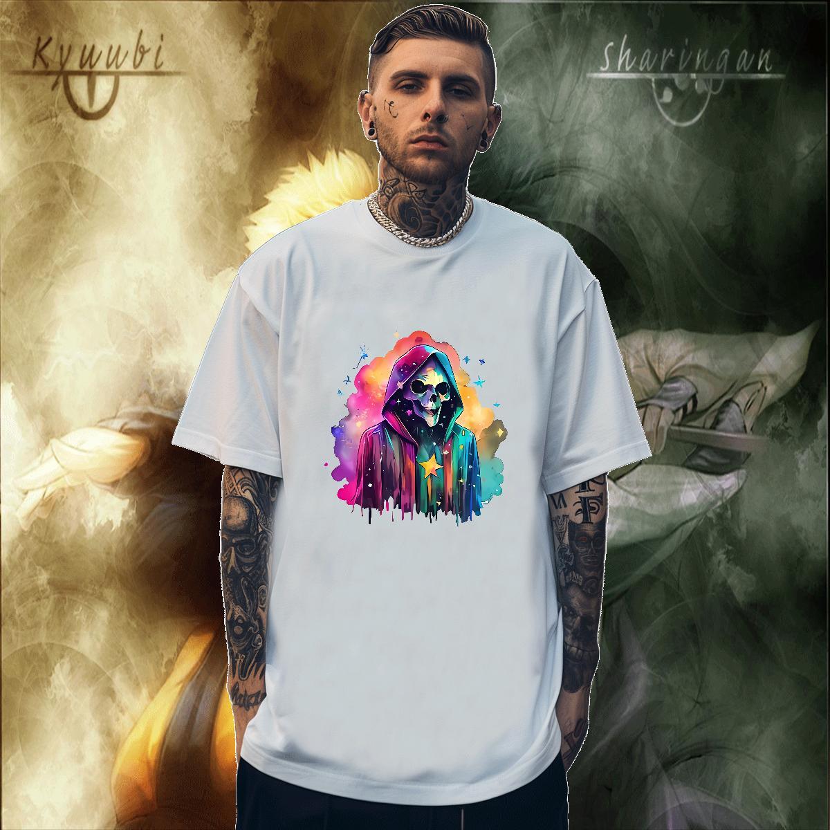 Unisex T-Shirts for Men 230g Cotton skull Summer Casual Oversized 4XL Pure Cotton Men Tops Tees Classic Casual Tops Shirt