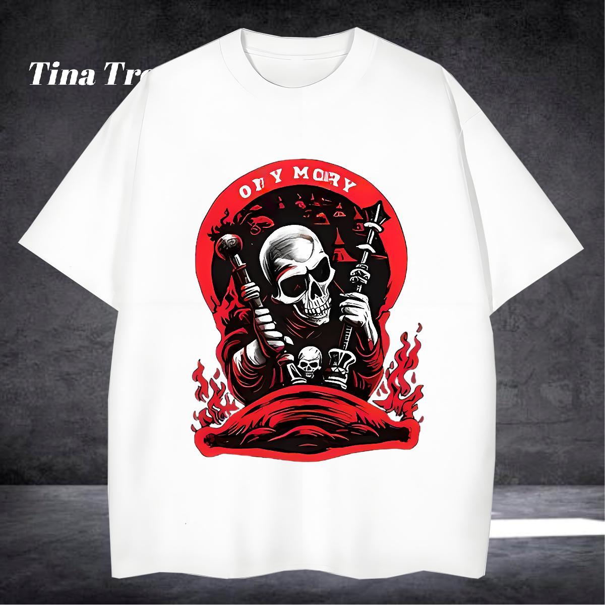 Soft Men T Shirts 100% Cotton 230g skull Street wear Hip Hop Customized Round Neck Short Sleeve Tshirt for Man Woman Stylist Clothings