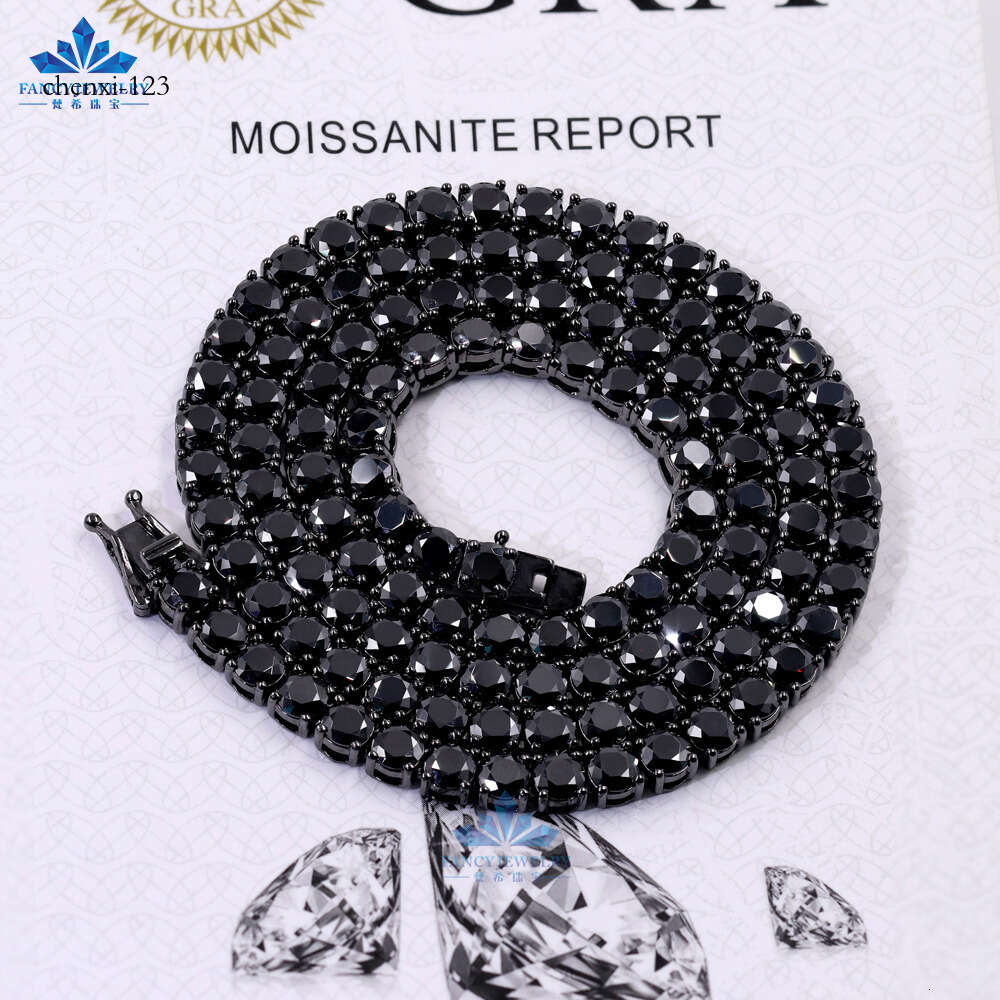 2mm 3mm 4mm 5mm 6.5mm iced out necklace sterg sier dia black moissanite tennis chain