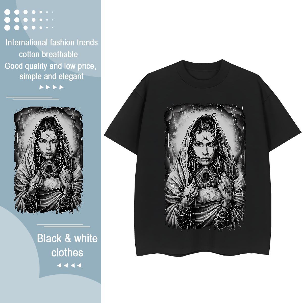 Designer Nice Womens Tshirts 230g Cotton nun Daily Wear T-Shirts Breathable Soft Cartoon Print Tees Shirts
