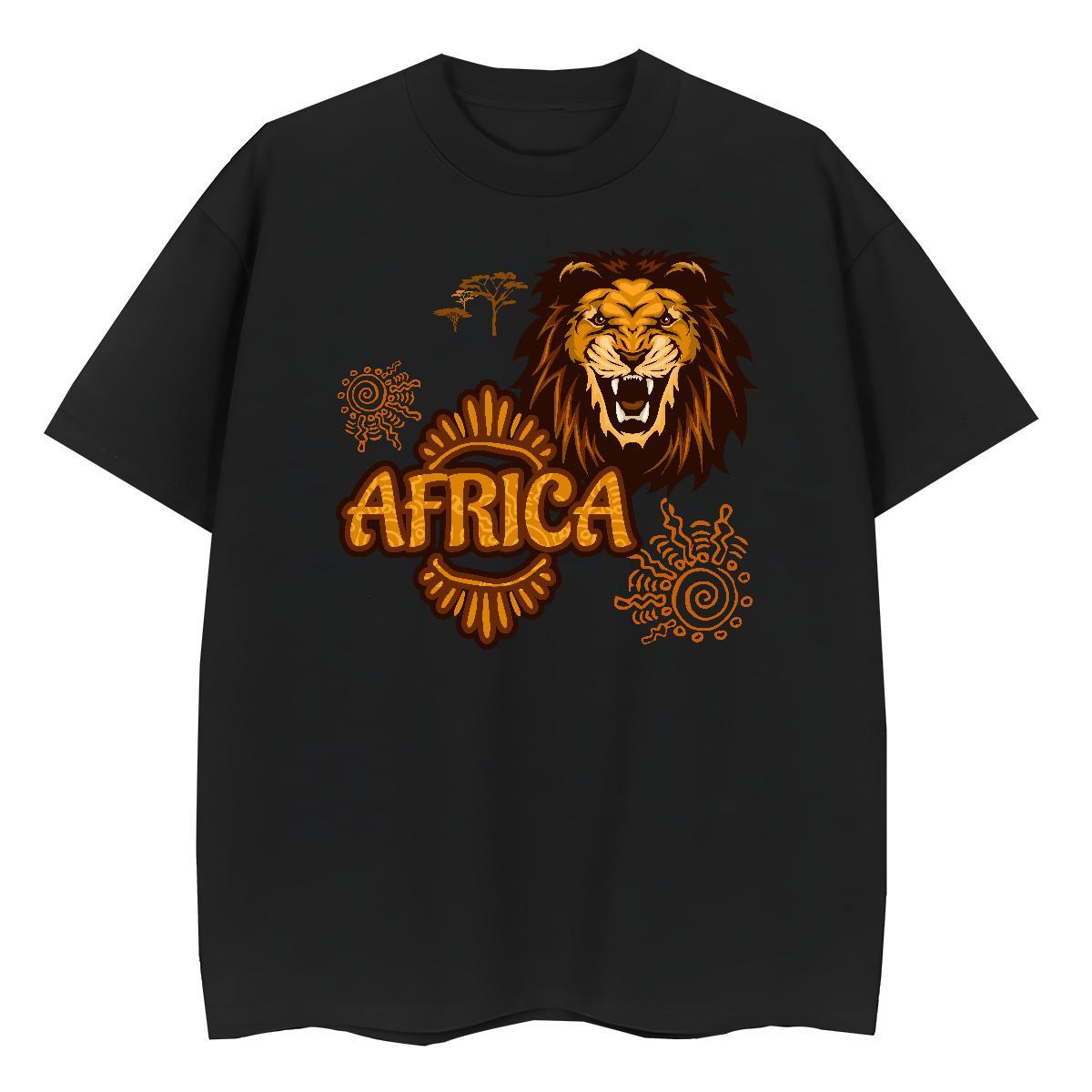 New Tshirt for Man Woman Africa lion Casual 230g Pure Cotton Tshirts Crew Neck Comfortable T-Shirts Customized