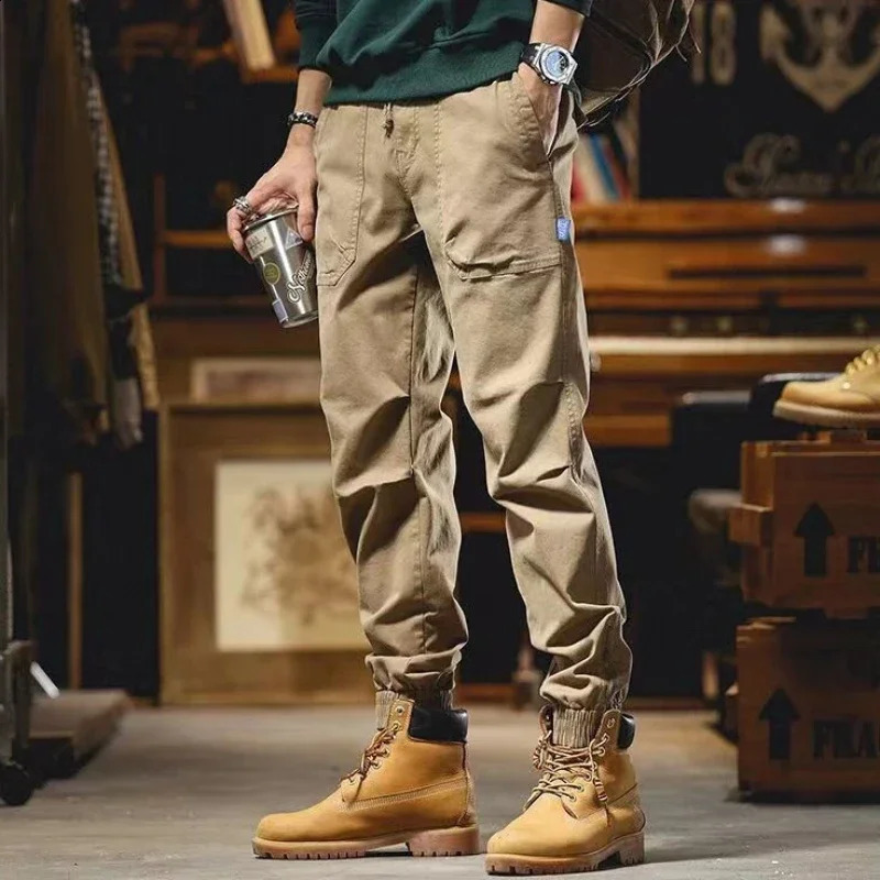 Mens Trouser khaki outdoor mens cargo pants hiking workwear autumn relaxed casual Y2k oversized retro Harajuku 240823