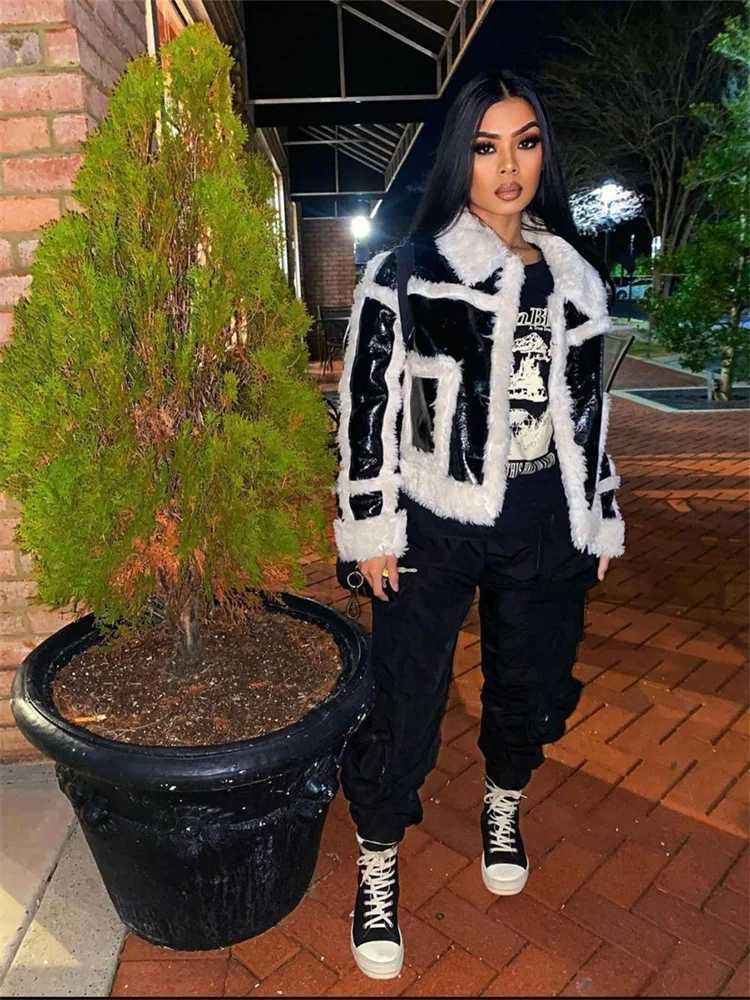 Women's Down Parkas Winter Warm Clothing Fashion Printed Womens Jacket 2022 Long Sleve Crop Top White Coat Campus Puff Jacket Y240824JXXB