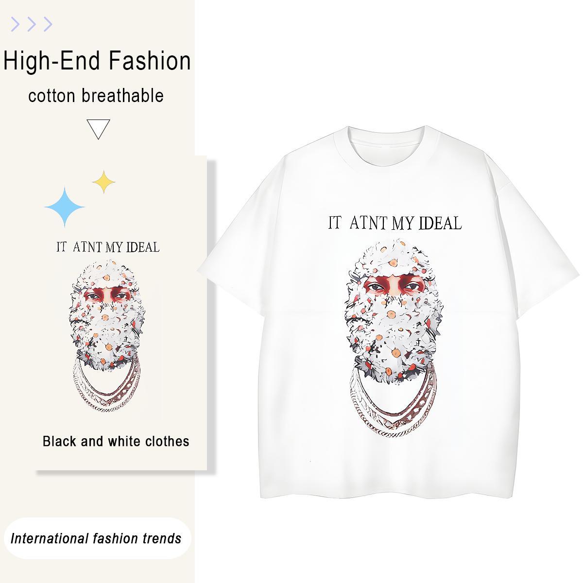 Classic T shirt 230g Cotton portrait Street DIY Printed Round Neck Short Sleeve Mens Tshirts Factory Direct Tops