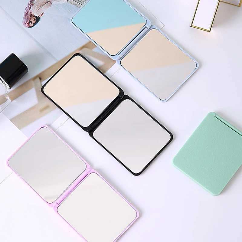 Foldable Makeup Mirror Mini Square Makeup Mirror Portable Hand Mirrors Double-sided Compact Mirror Pocket Cosmetic MirrorXJ241213
