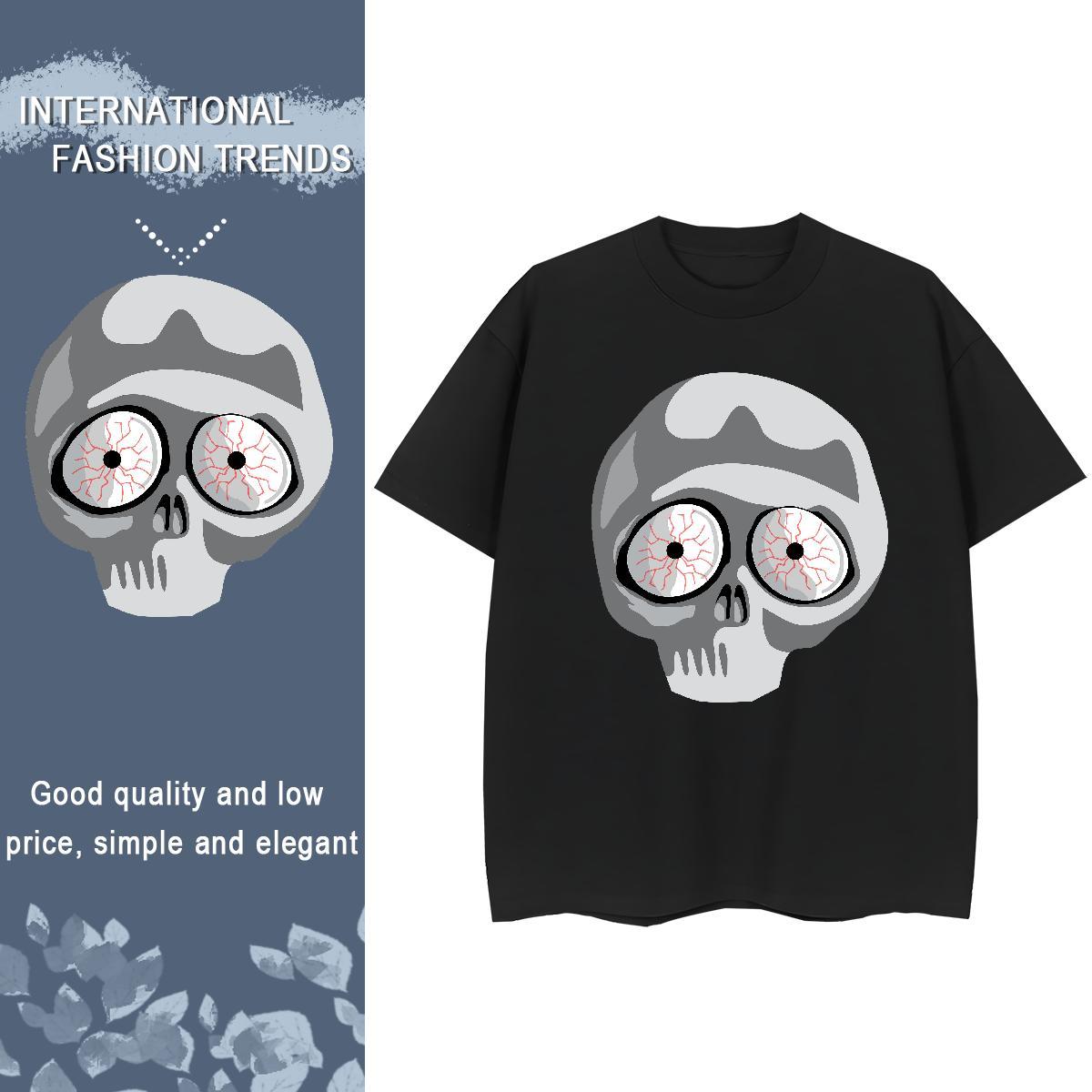 Classic Mens T Shirts 230g Pure Cotton skull Street White Plus Size Breathable Short Sleeve Men Clothes T-Shirt 2024 Designer Top Tees