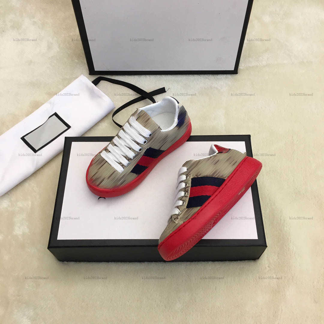 New kids shoes Letter grid printing baby Sneakers Size 26-35 Including boxes Multi color splicing girls boys shoes