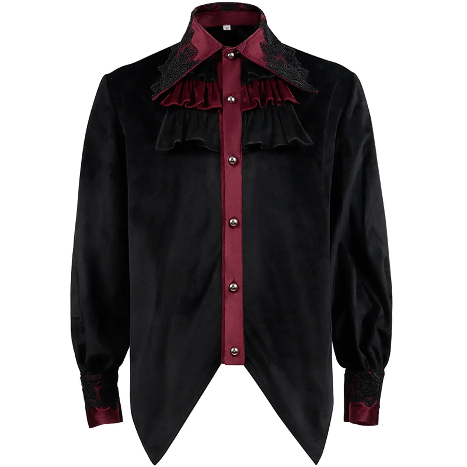 Steampunk mens shirt Renaissance Victorian Gothic medieval long sleeved Halloween costume tuning top w240824