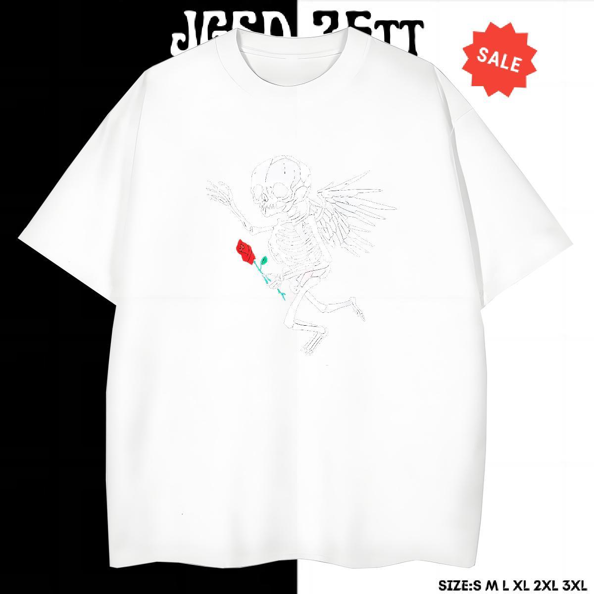Classic T Shirts Men 230g Pure Cotton skull Spring Summer Cartoon Print O-Neck Short Sleeve Men Clothes T-Shirt Fashion New Tee Shirt