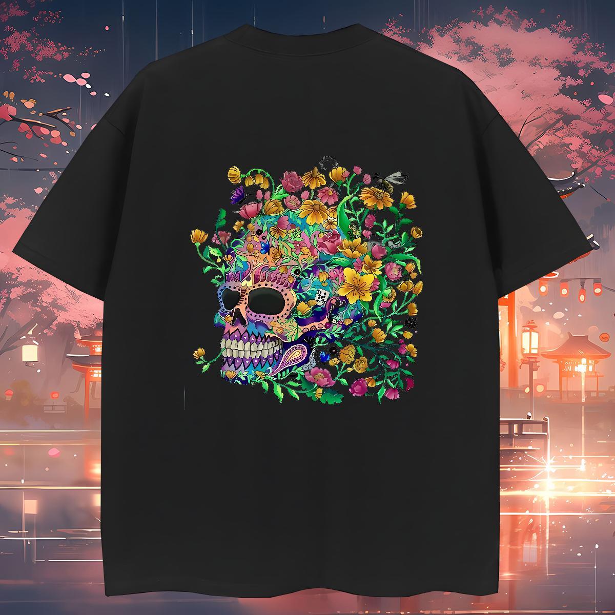 Classic T-Shirts 230g Cotton flower Street Casual Asian Size Round Neck Short Sleeve Couples T Shirts Designer Fashion Polos
