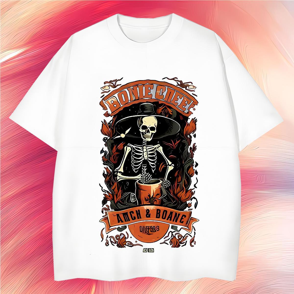 Free Shipping Man T Shirts 230g 100% Cotton skull Street wear Hip Hop White Plus Size O-Neck Short Sleeve Tshirt for Man Woman Designer Polos