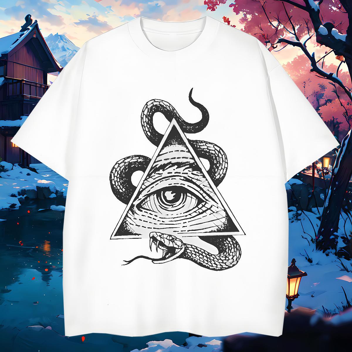 Loose T-Shirts 230g Pure Cotton eye of the devil Sports Casual Custom Printing O-Neck Short Sleeve Tshirt for Man Woman Fashion Wear