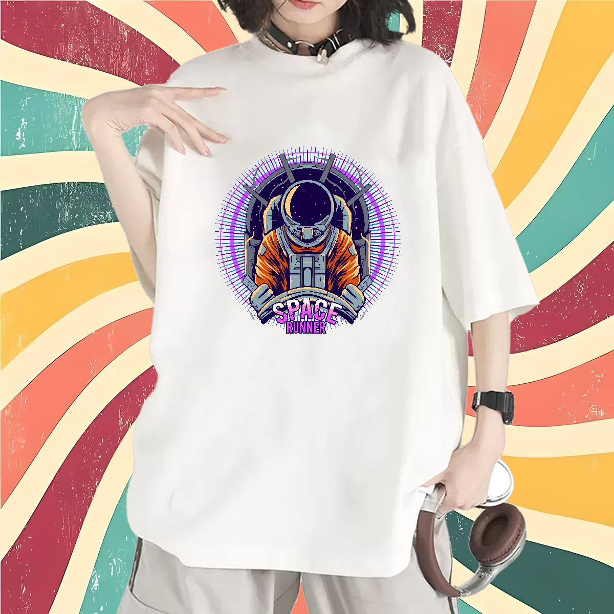 Female Woman Tshirt 100% Cotton 230g universe Street Casual Women T Shirts O Neck Short Sleeves Custom Cartoon Tshirts