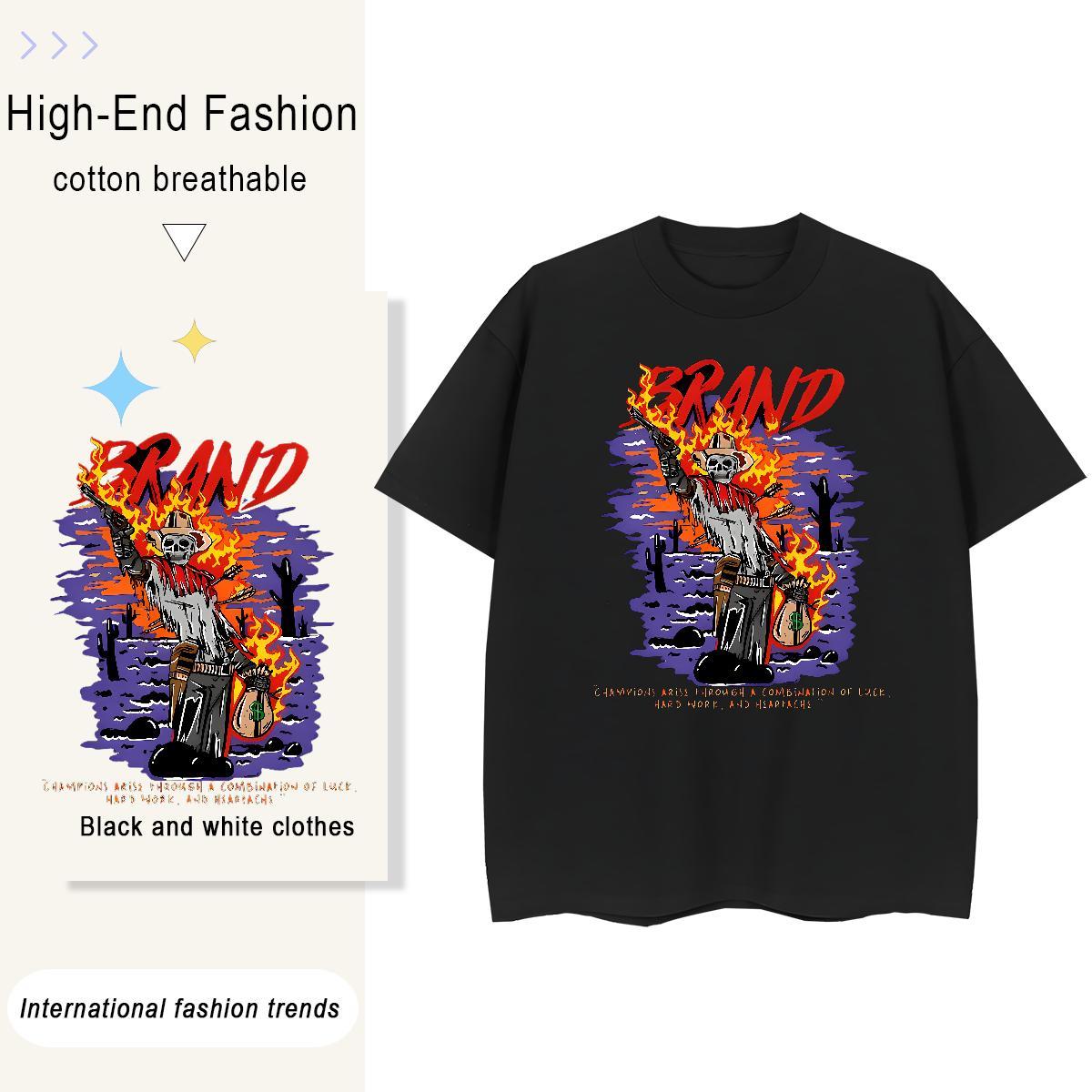 New Arrival Mens Tshirts monster Spring Summer 230g Pure Cotton Tops Tees Breathable Popular T shirt DIY Logo Oversized