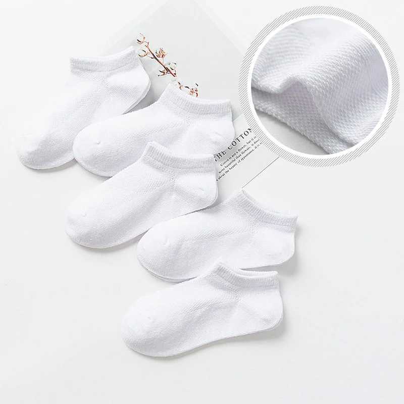 5 Pairs Children Ankle Socks Boys Girls Black White Gray Socks Cotton Soft Baby Loose Comfortable Sock Kids School Sport Clothes CL240824
