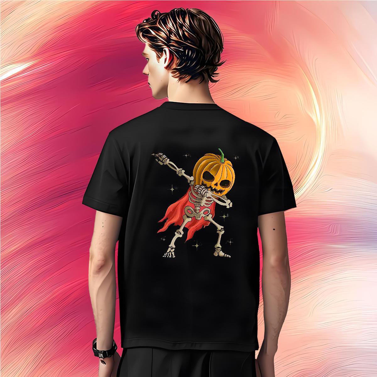 Soft T-Shirts for Men 230g 100% Cotton pumpkin Casual Black White Crew Neck Men Clothes T-Shirt 2024 DIY Tee Shirt