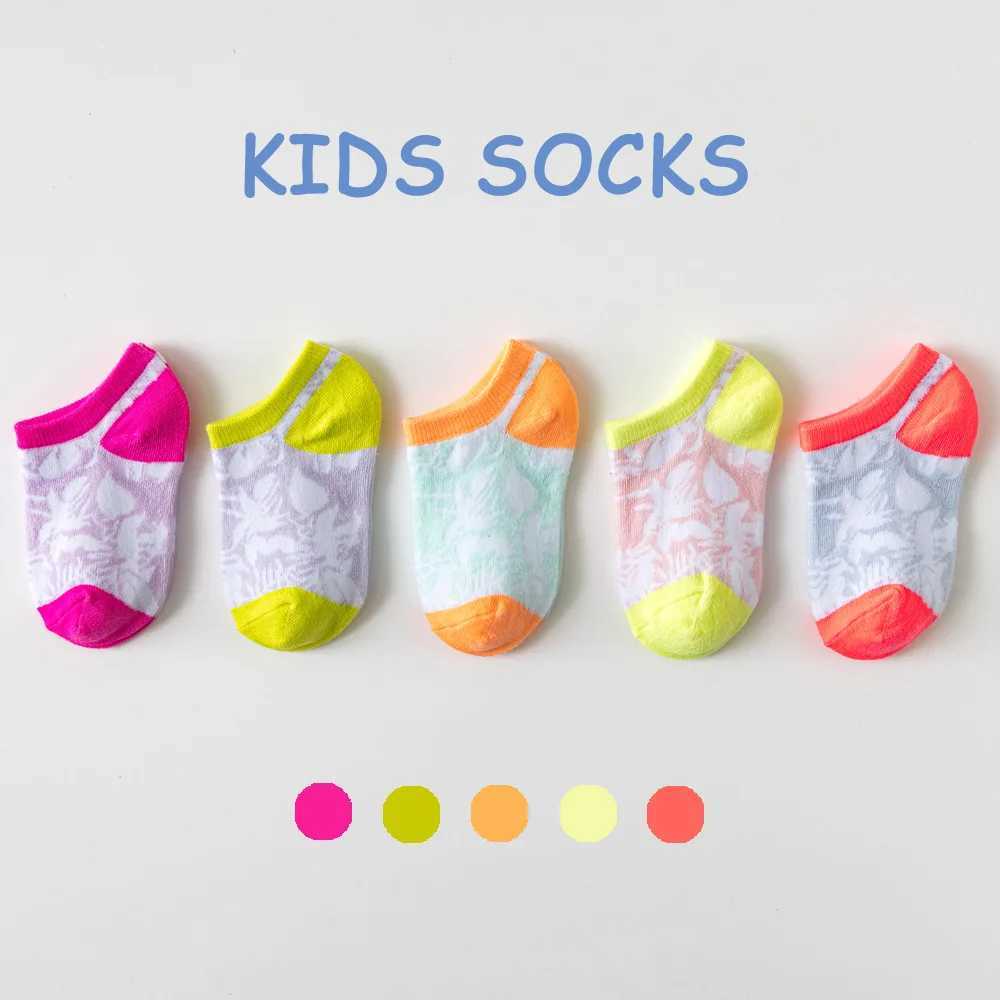5 Pairs/lot 3-9 Years Children Socks Summer Breathable Thin Section Kids Short Socks Boys Girls Outside Sport Socks Boat Socks CL240824