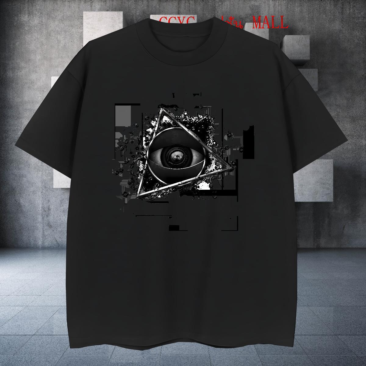 Loose Fit T shirt 230g Cotton eye of the devil Home Outdoor Graphic Crew Neck Couples T Shirts Fashion Tees