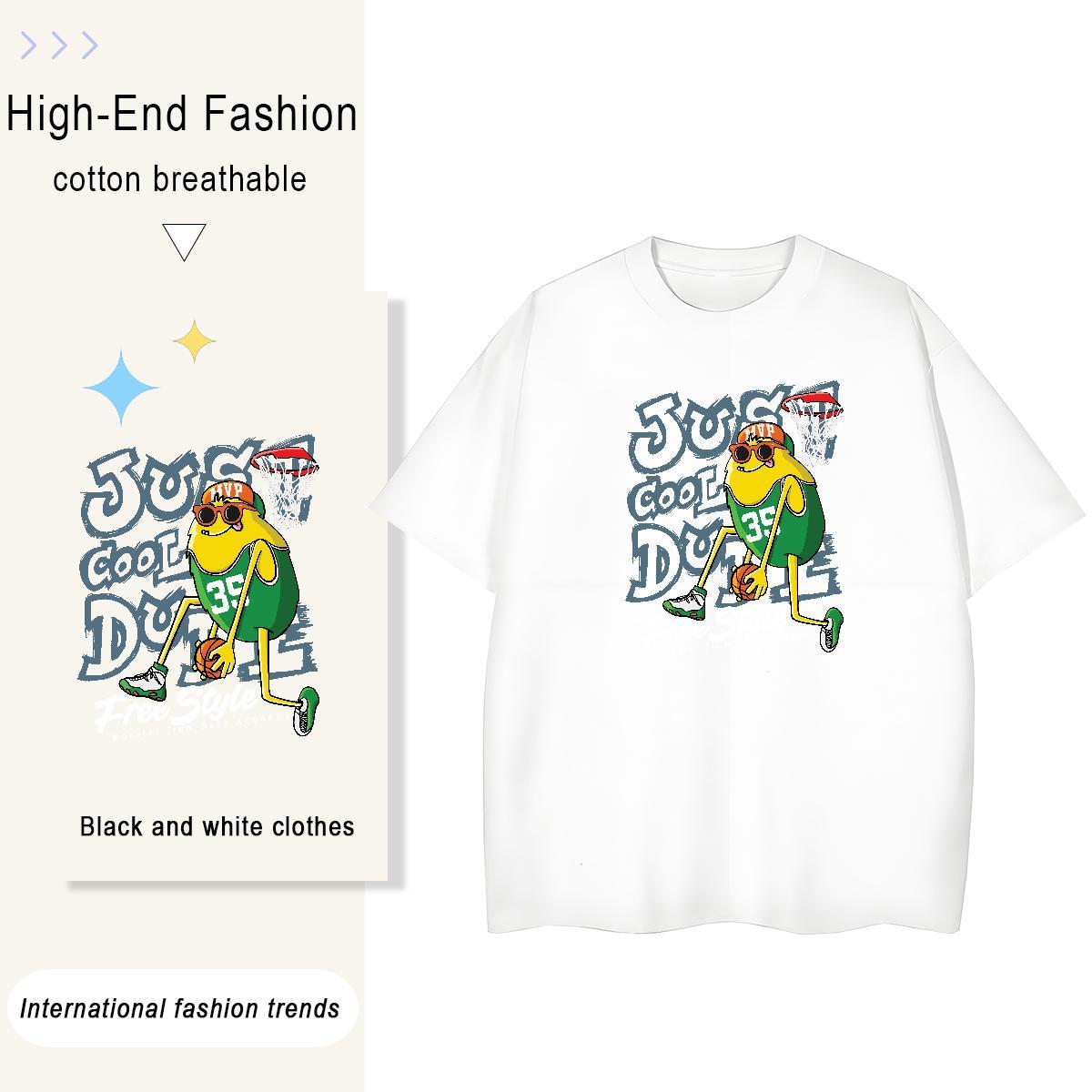 Nice Couples T Shirts 230g Pure Cotton role High Street Hip Hop T Shirt For Woman Breathable Crew Neck Plus Size Cartoon Tops Shirt