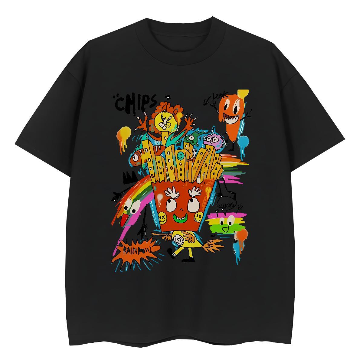 Free Shipping Women Tshirts 230g Cotton cartoon Street Wear Womens T Shirts Crew Neck Breathable Skull Polos