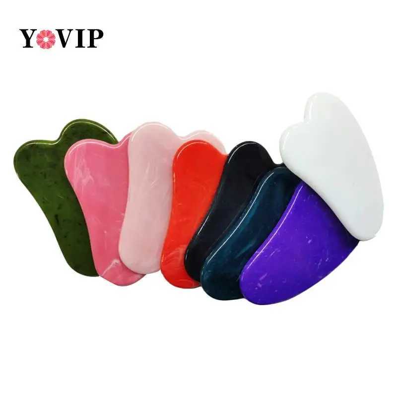 Simulated Jade Gua Sha Scraper Board Stone Face Neck Skin Lifting Wrinkle Remover Beauty Care Plastic Massage Rose Quartz Jade CL240825