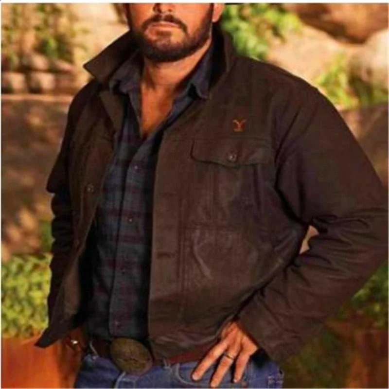 Rip Wheeler Black Cotton Jacket Mens Jean Jacket 5XL Cotton Denim Autumn Winter Jacket Male Jean Coats Men Cowboy Jackets 240824