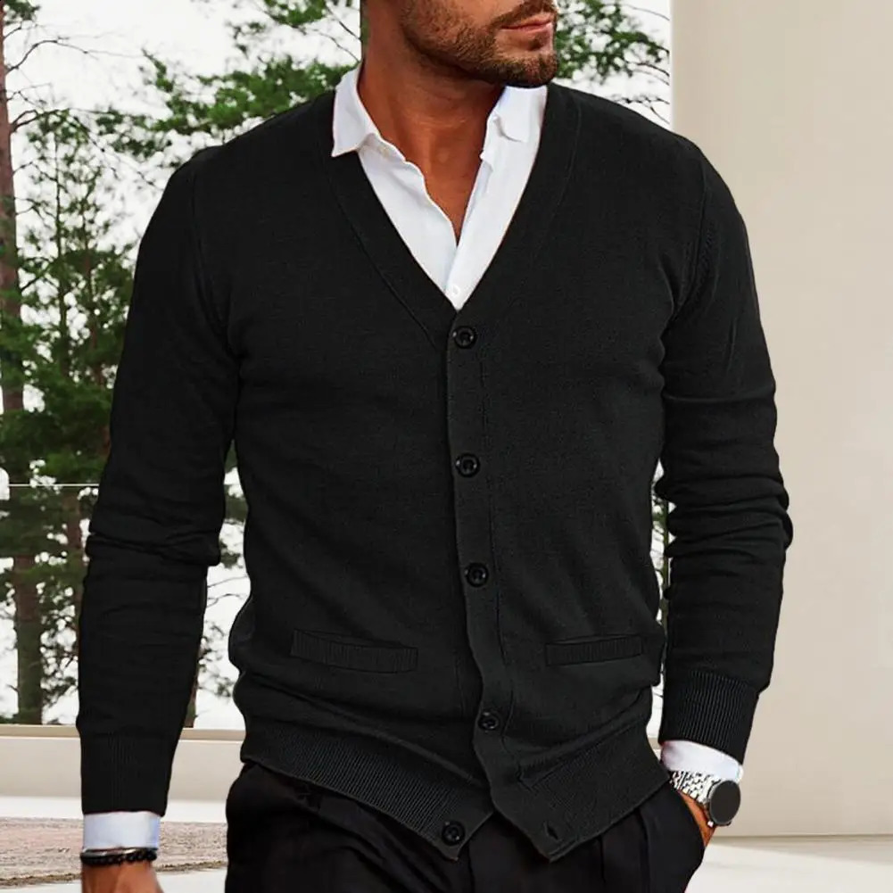 Autumn mens casual Vneck cardigan made of pure cotton with Hamon embroidery and long sleeved business shirt 240824