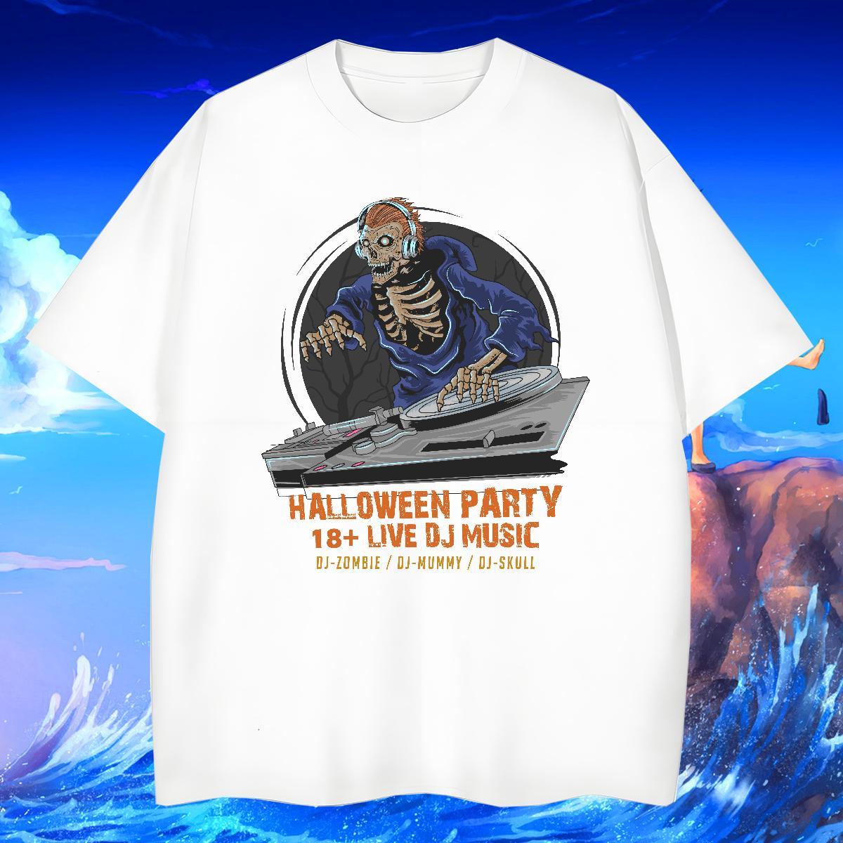 New Designer Men Clothes T-Shirt halloween High Street Hip Hop 230g Pure Cotton Tees Crew Neck Breathable Popular Men T Shirts DIY Printed