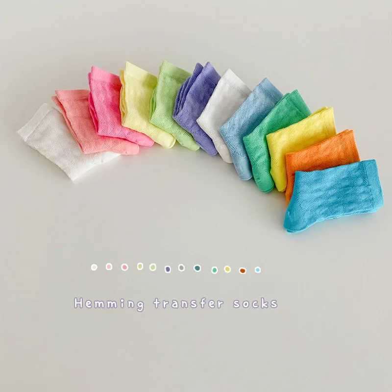Summer Children Socks Candy Color Solid Cotton Thin Crew Socks Baby Boys Girls Holes Socks 3 Pairs/lot CL240824