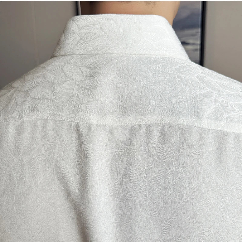 Clothing Mens High Quality Business Shirts Male Slim Fit Lapel Printing Dress Shirt Long Sleeve 4XLM 240824