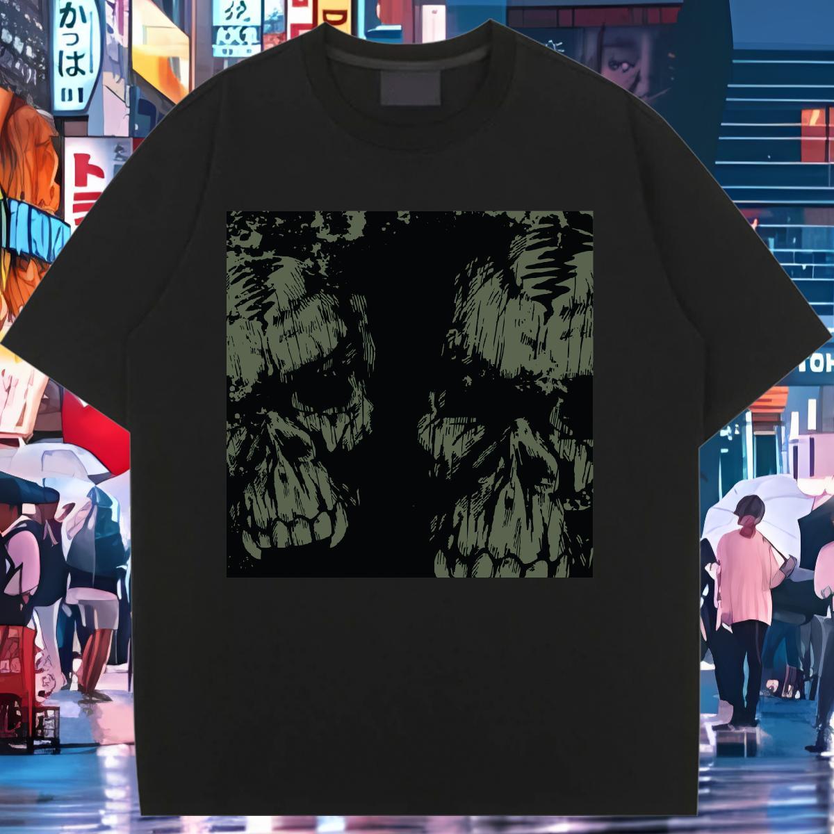 Loose Unisex Tshirts 100% Cotton 230g scary Casual Beach T Shirts Women Crew Neck DIY Logo Tops Tees