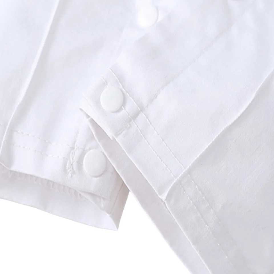 Long sleeved white baby soaking gown boys jumpsuit double chest jacket solid color newborn suit baby autumn suit W240823
