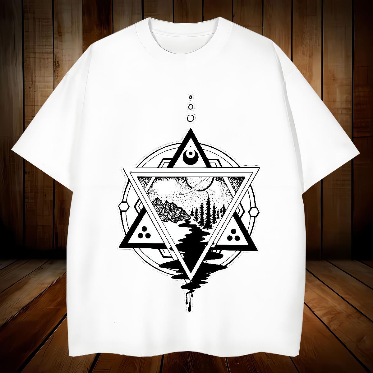 Loose Fit T Shirt For Man 100% Cotton 230g eye of the devil Summer Casual DIY Pure Cotton Mens Tshirts Brand Polos