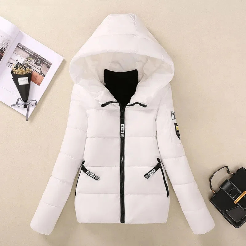 winter jacket womens Parkas hooded short Parka warm thick loose cotton padded 240823