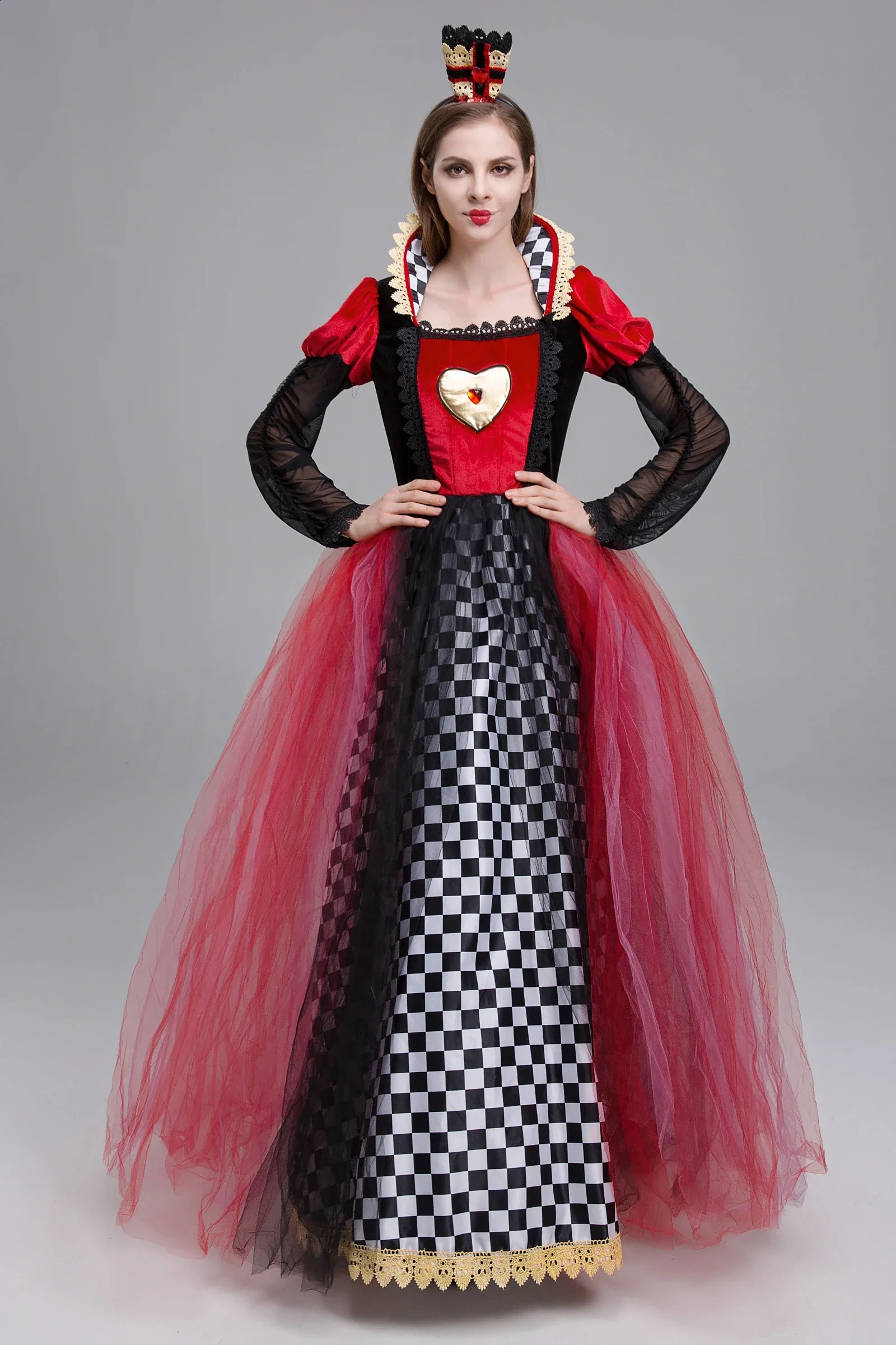 Halloween Alices Adventures in Wonderland Red Queen Carnival costume stage performance princess roleplaying parents children fancy dress 240823