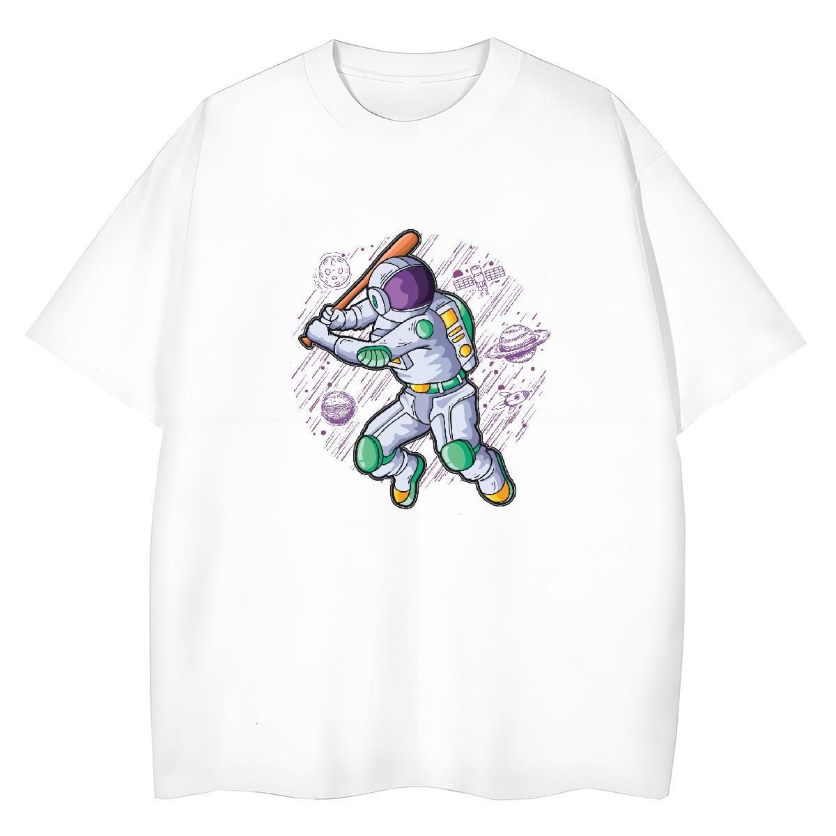 Comfortable Tshirt for Man Woman 230g Cotton cosmonaut Home Outdoor T Shirt For Woman Breathable Short Sleeve Cartoon Print Tees Shirts