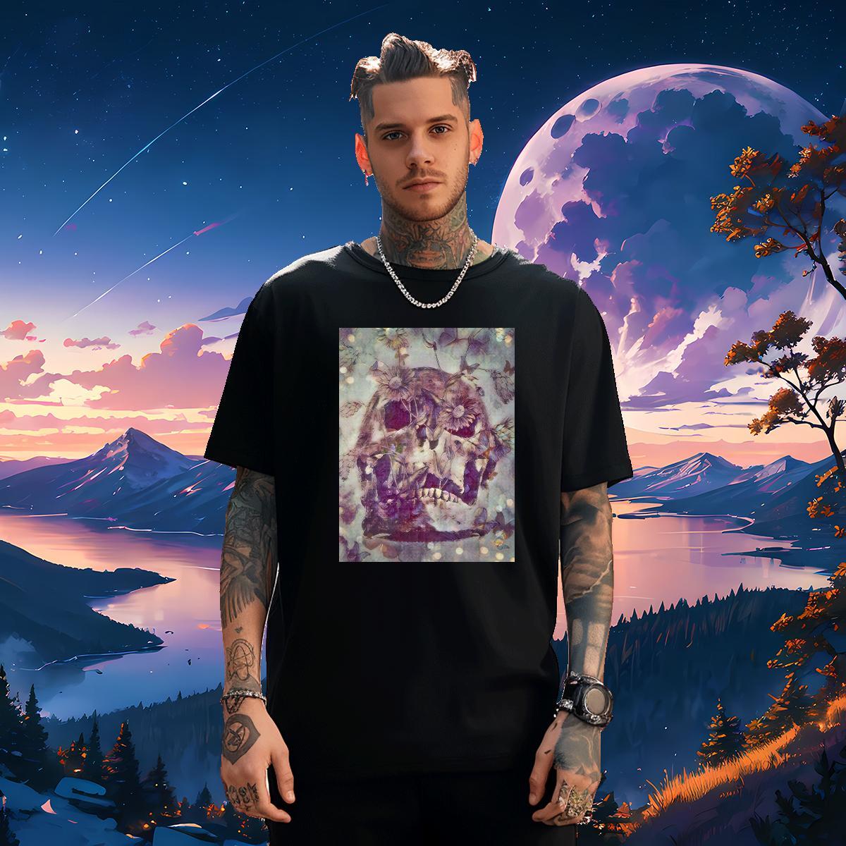 TOP Quality T Shirts Men 100% Cotton 230g skull Daily Outfit Cartoon Print Pure Cotton Tshirt for Man Woman Designer Fashion Tees Shirts