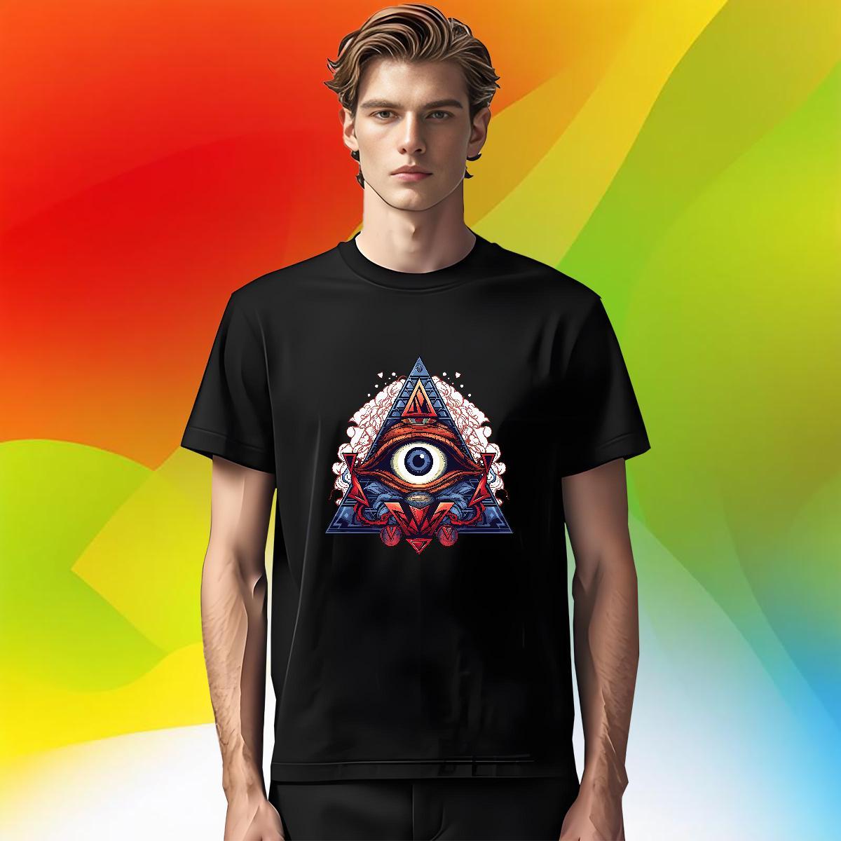 Designer T Shirts Men 230g Cotton eye of the devil Casual DIY Printed Short Sleeve Soft Men Clothes T-Shirt Fashion Tops Shirt