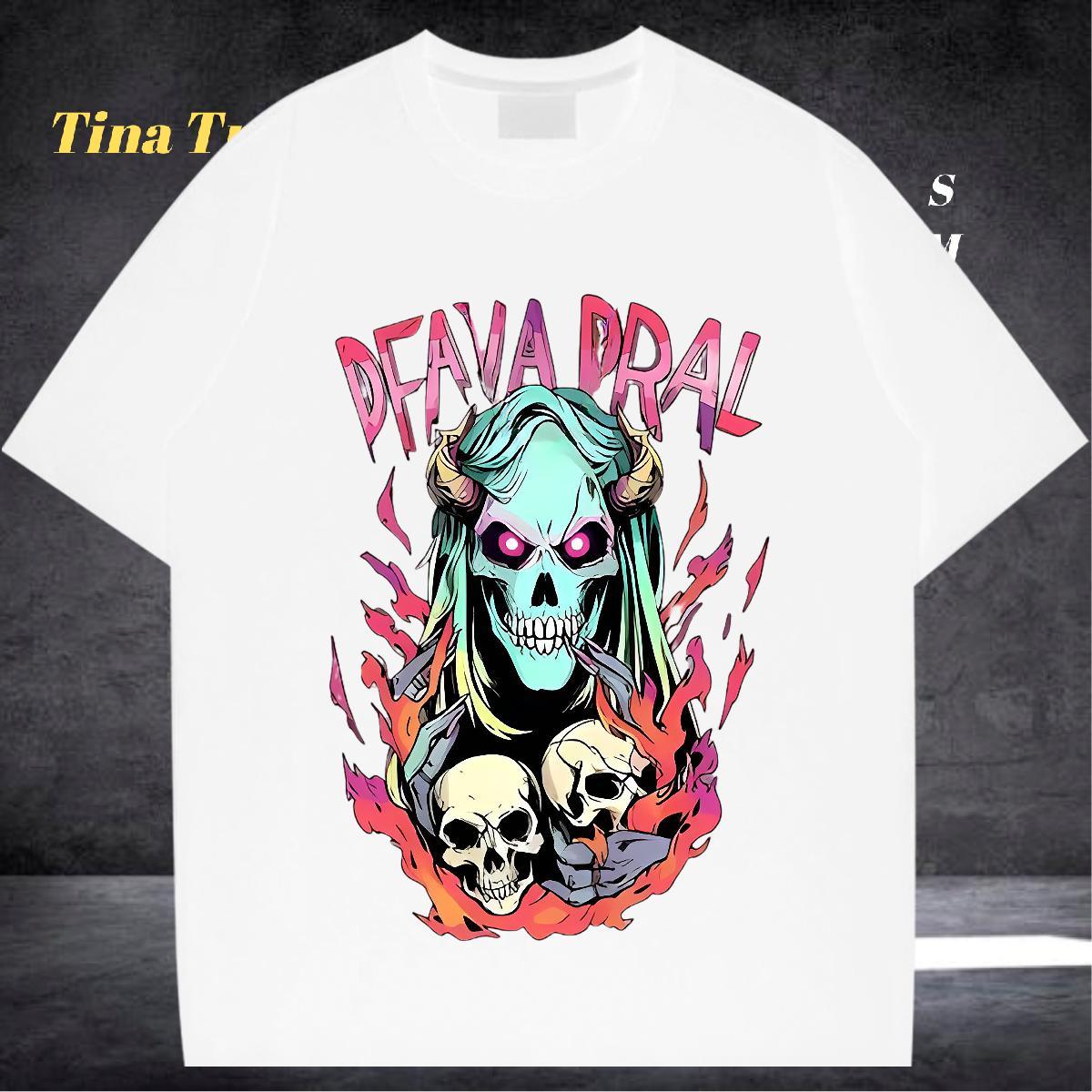 Wholesale T Shirts Men 230g Cotton skull Outdoor Custom Anime Round Neck Short Sleeve Couples T Shirts Classic Casual Clothes