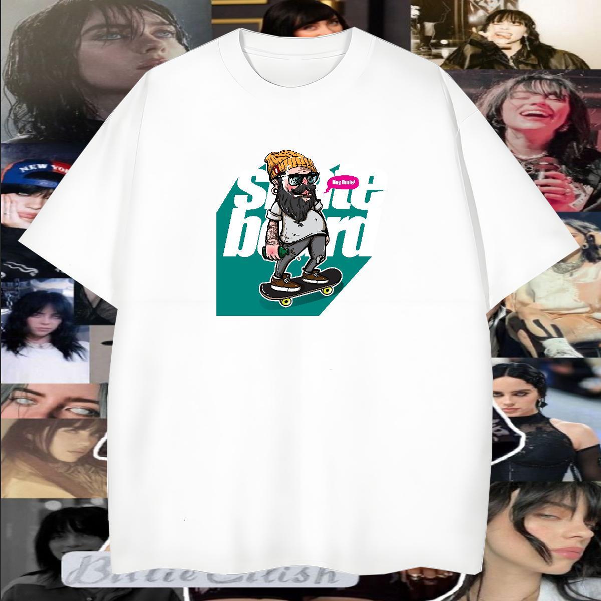 Loose Men T Shirts 230g 100% Cotton person Daily Wear DIY Anime Breathable Short Sleeve Tshirts Casual New Tops
