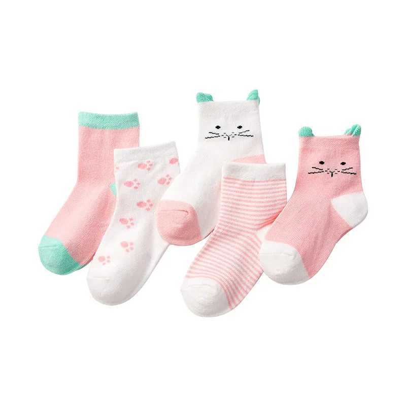 5 Pair/Lot Children Socks Cotton Boy Girl Baby Infant Cute Cartoon Soft Warm Stripe Fashion For Autumn Winter Kids Sport Socks CL240824