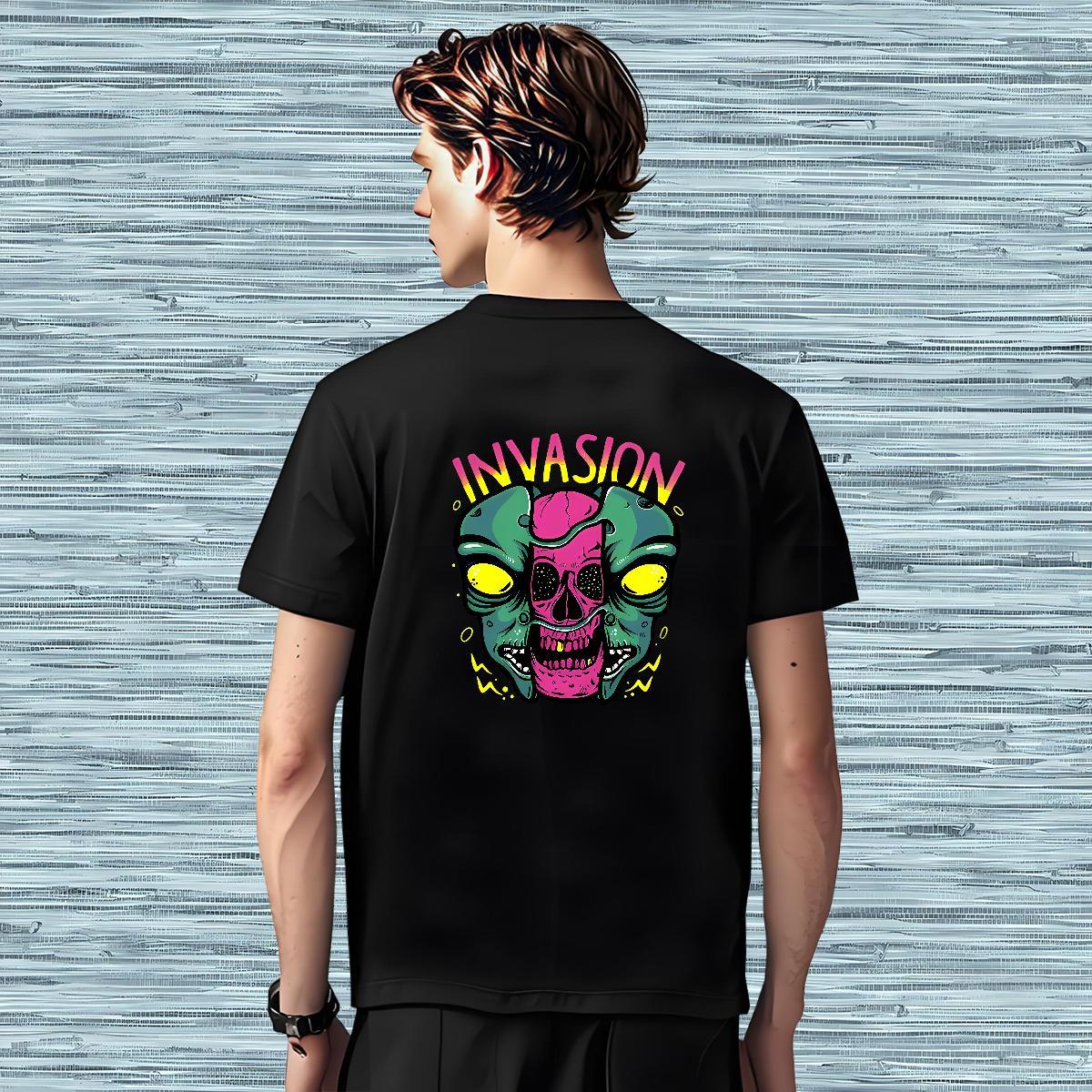 Comfortable Men T Shirts 230g 100% Cotton skull Street Casual Cartoon Printing L-4XL Crew Neck Breathable Men Clothes T-Shirt 2024 New Tees Shirts