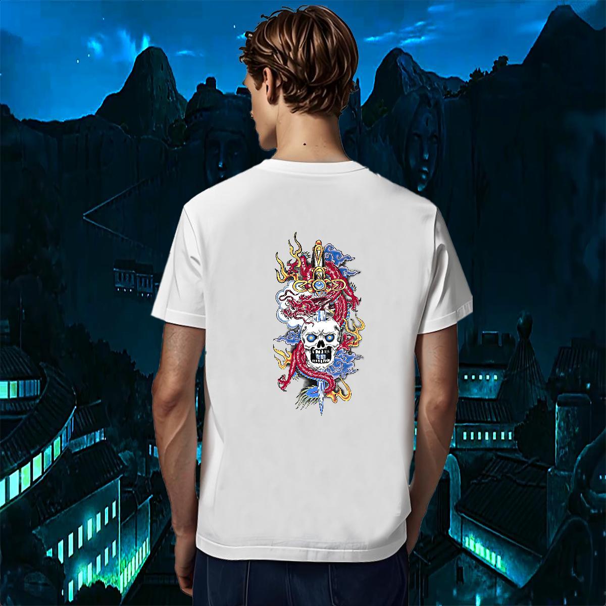 Unisex Man T Shirts 230g 100% Cotton skull Home Outdoor Custom Cartoon Breathable Crew Neck Tshirt for Man Woman DIY Customized Top Tees