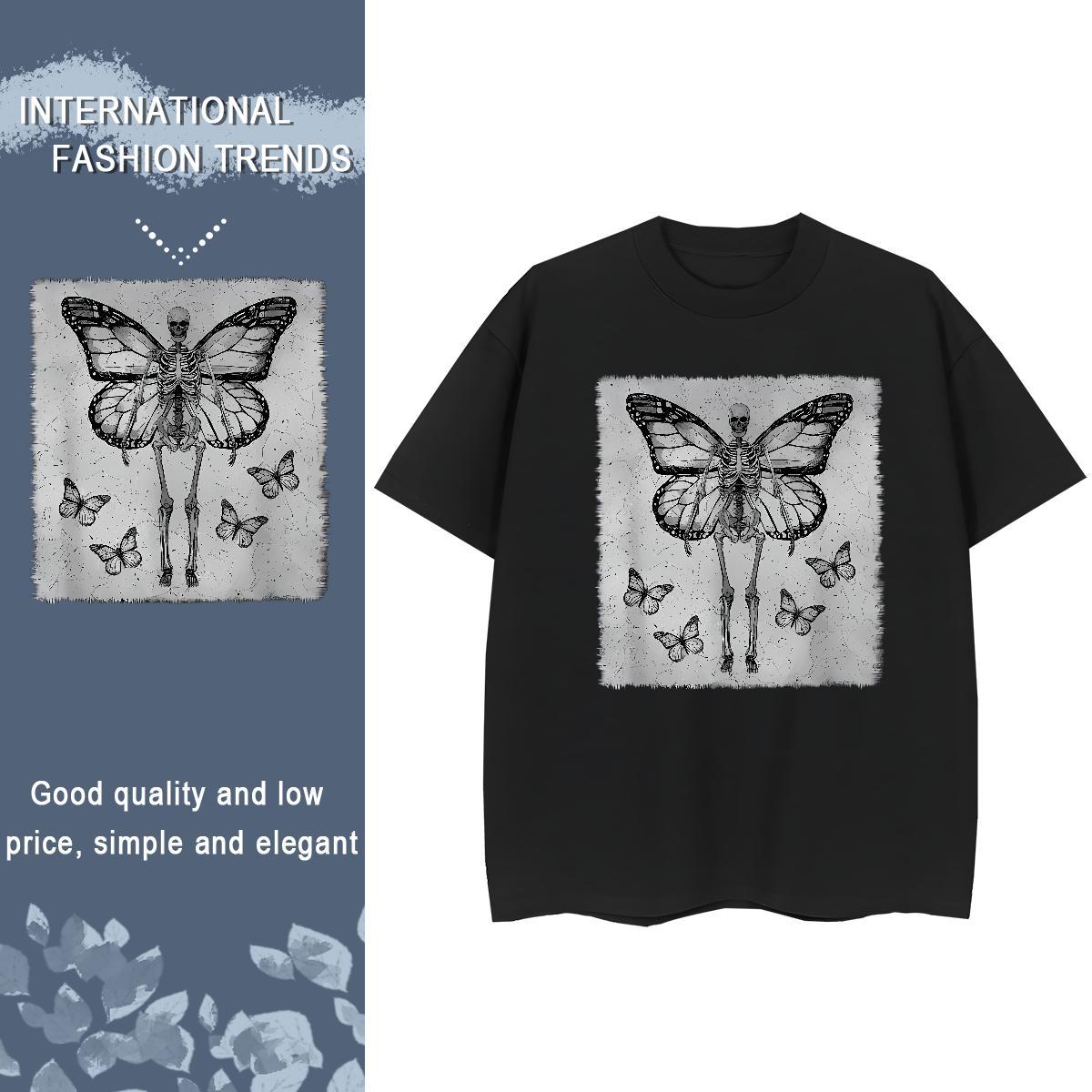 Cool Design T Shirt For Man 230g Pure Cotton skull Sport Customized Print O-Neck Short Sleeve Tshirts Fashion Tee Shirt
