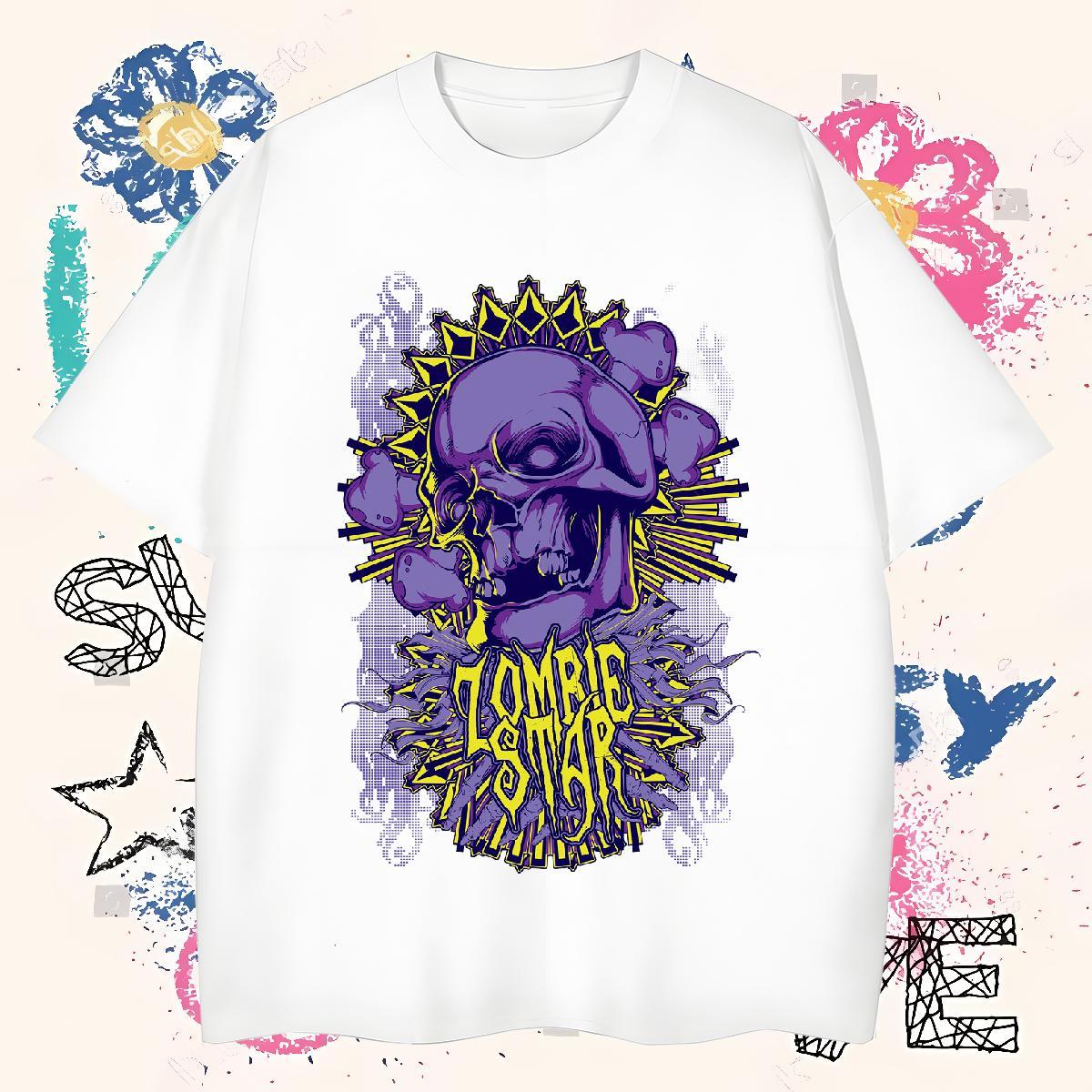 Comfortable T Shirts Men 230g 100% Cotton skull Sport Customized O-Neck Short Sleeve Men Tees 2024 New Tees Shirts